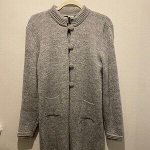 Alpaca Grey Cardigan Sweater, Women's Medium